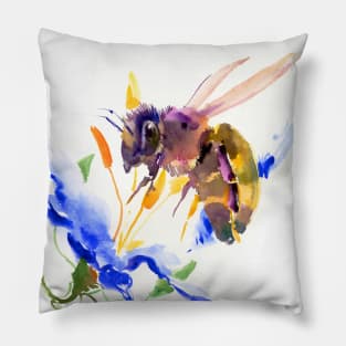 Honey Bee and Flower Pillow
