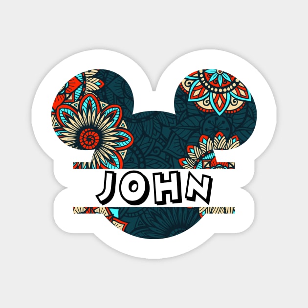 John Name With Seamless Pattern Magnet by Maddalena's
