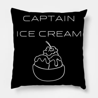 Captain Ice Cream Typography White Design Pillow