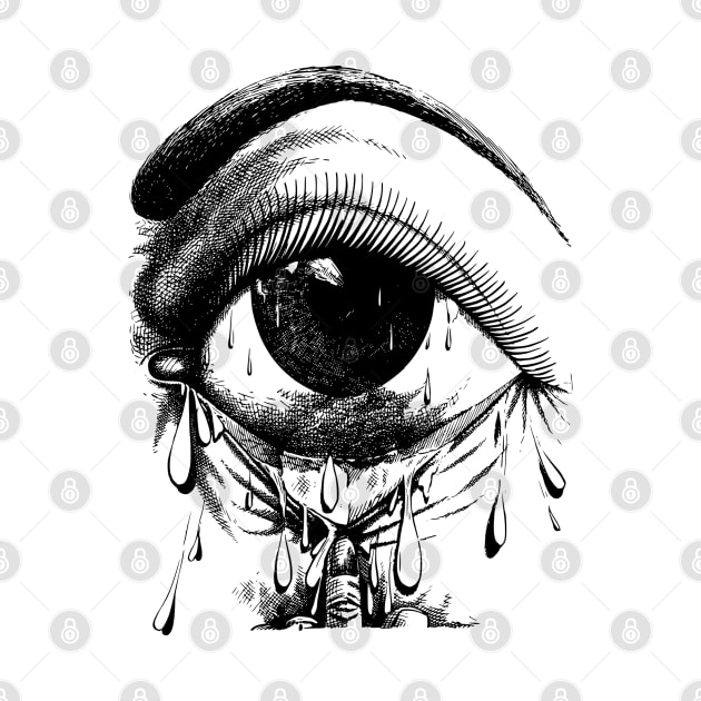 Crying eye - black/white by shirtsandmore4you