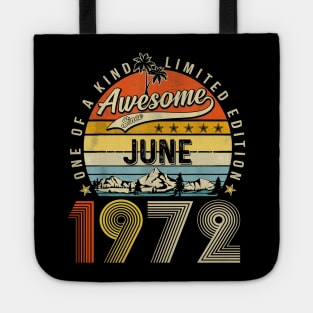 Awesome Since June 1972 Vintage 51st Birthday Tote