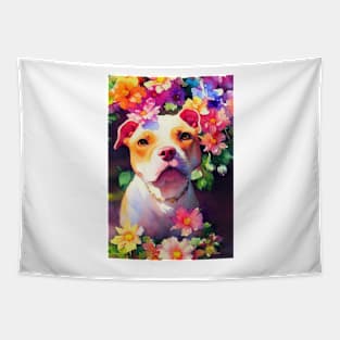 Watercolor pitbull Tapestry