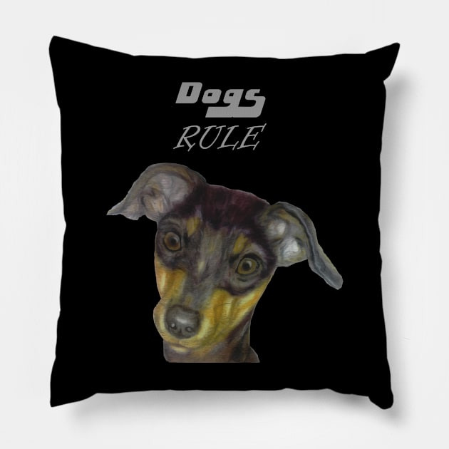 dogs rule Pillow by candimoonart