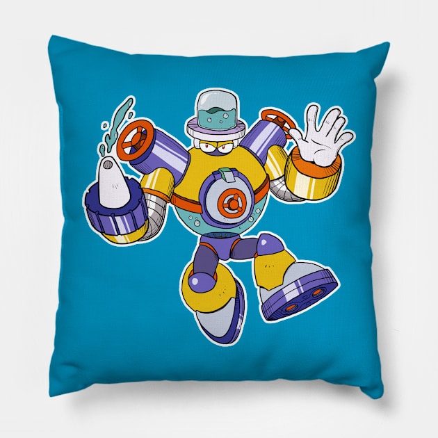 ROBOT MASTER OF THE AQUA VARIETY Pillow by IanDimas