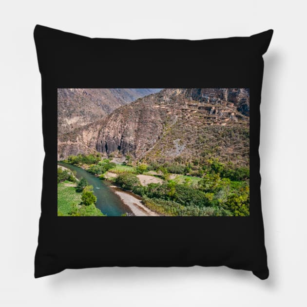 Round houses, Peru Pillow by bulljup