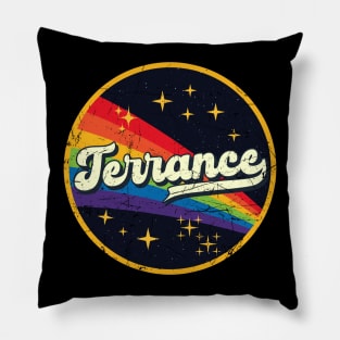 Terrance // Rainbow In Space Vintage Grunge-Style Pillow