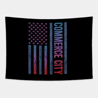 Blue Red Flag - Commerce City Tapestry