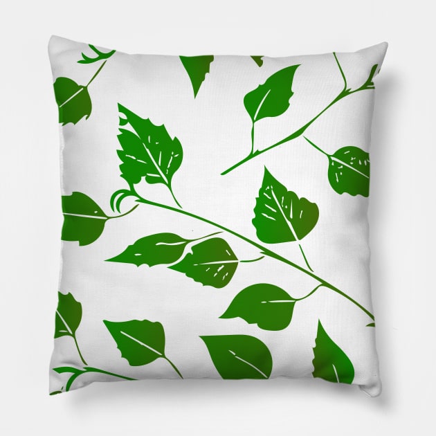 Birch Tree Leaf and Stem Forest Pattern Pillow by Davey's Designs