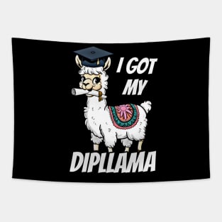 Llama Graduation Joy: I Got My Dipllama Tapestry