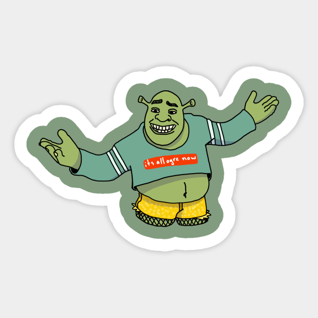 It S All Ogre Now Shrek Meme Sticker Teepublic Donkey from shrek smiling png image with transparent. it s all ogre now