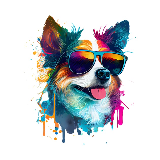 Colourful cool Border Collie dog with sunglasses by MLArtifex