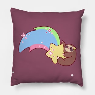 Happy Birthday Rainbow Shooting Star Sloth Pillow