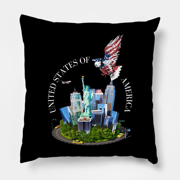 Random Buildings in the USA Pillow by AlGenius