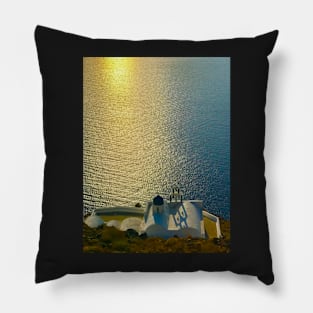 Santorini Church in the Sunset Pillow