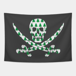 Skull and Crossbones Christmas Tree Pattern Tapestry