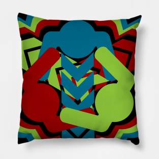 Triangle dance inspired colourful retro like pattern design Pillow