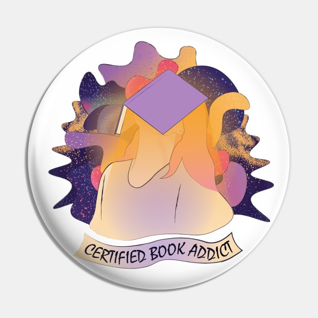 Sertified book addict funny book lover gift Pin by Olalart