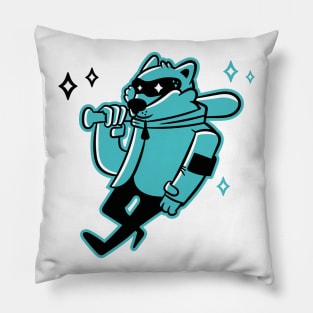 Raccoon. Cartoon Raccoon. Teen Raccoon. Raccoon with Baseball Bat Pillow