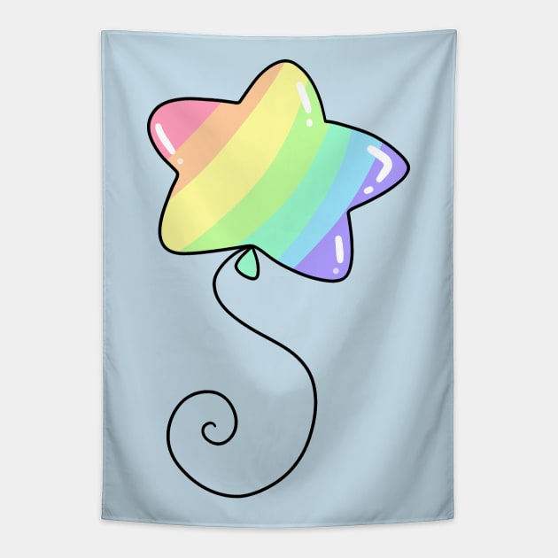 Rainbow Pastel Star Balloon Tapestry by saradaboru