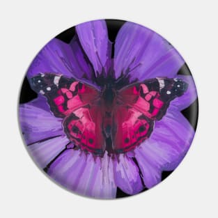 Purple Butterfly Lilac Flower Pin