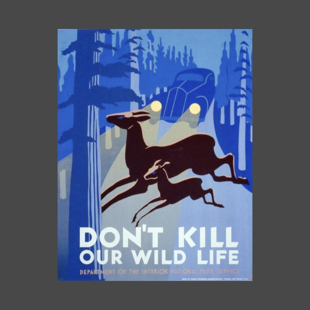 Vintage wildlife poster - Don't kill our wildlife by Montanescu