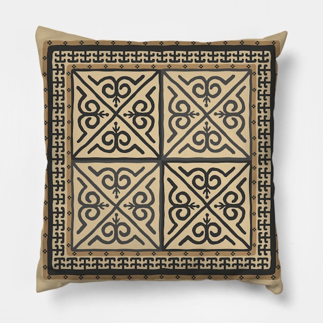 Siberian tribal pattern with plant elements Pillow by lents