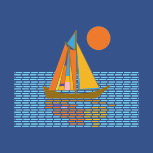 Sailing Boat Colorful Sails Seascape T-Shirt