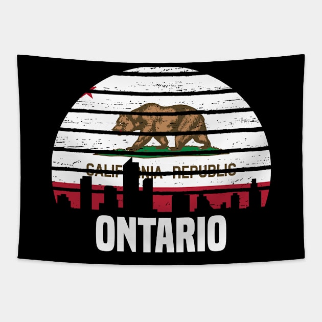 Ontario California CA Group City Silhouette Flag Tapestry by jkshirts