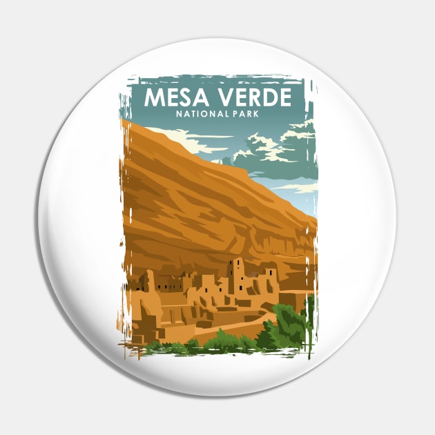 Mesa Verde National Park Vintage Travel Poster Pin by jornvanhezik
