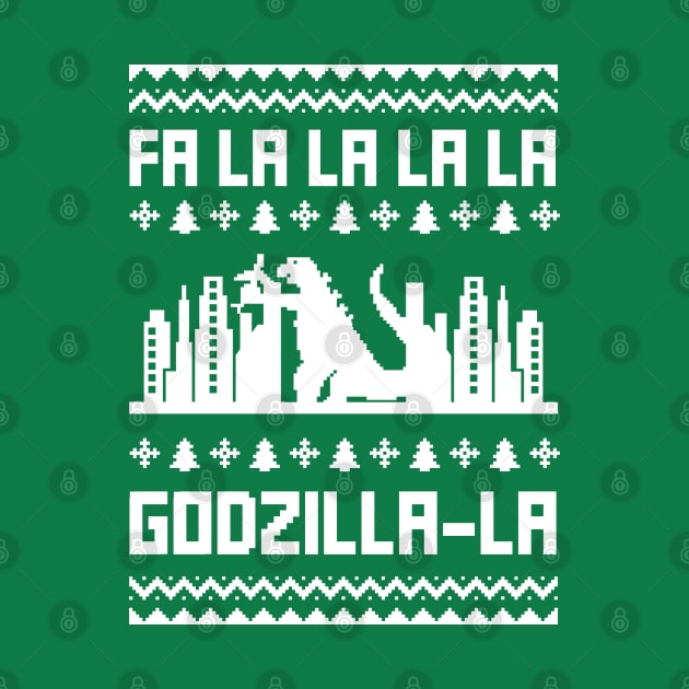 Ugly Christmas Sweater - Fa La La La La Godzilla La by PUFFYP