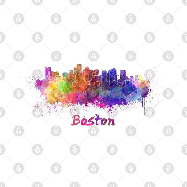 Boston skyline in watercolor by PaulrommerArt