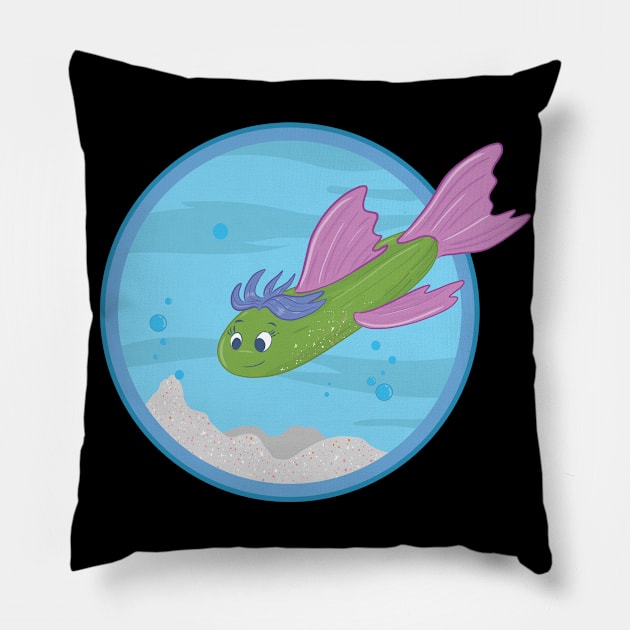 Cute Kawaii Cucumber Green Fish Pillow by BamBam