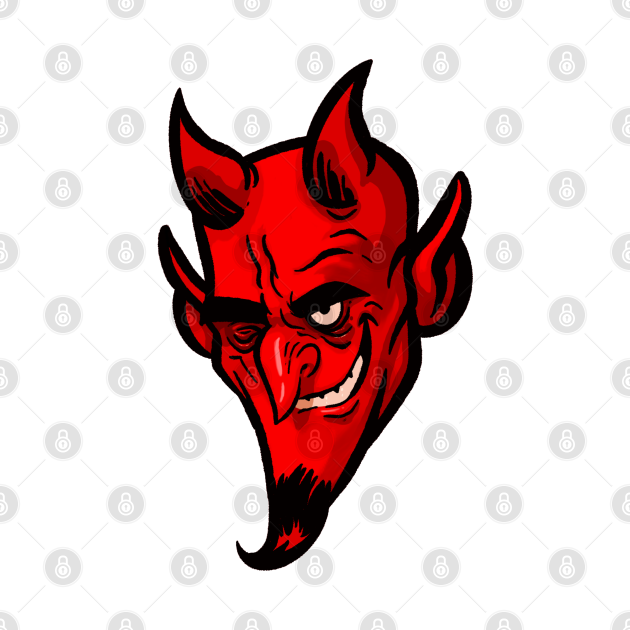 Funny Retro Horny Winking Devil Head - Devil - T-Shirt | TeePublic