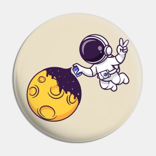 Cute Astronaut Spray Moon With Space Cartoon Pin