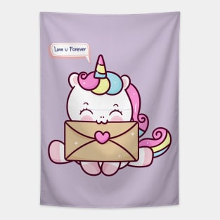 Cute unicorn valentines day Tapestry