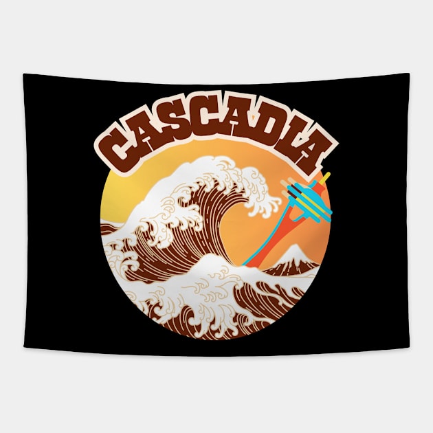 Cascadia. Great Wave of Coffee In A Cup. Tapestry by SwagOMart