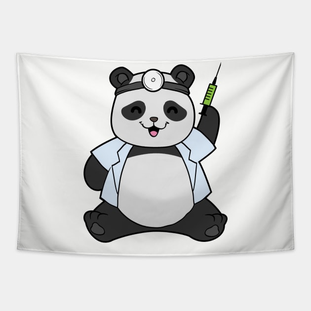 Panda as doctor with syringe Tapestry by Markus Schnabel