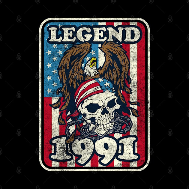 Birthday Legend 1991 Bald Eagle Skull American by RadStar