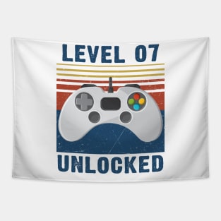 Level 07 unlocked funny gamer 7th birthday Tapestry