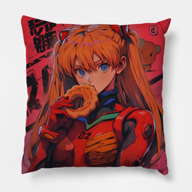 asuka donut Pillow by WabiSabi Wonders