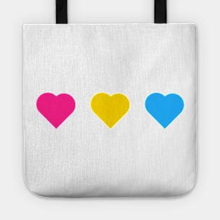 Bi+ Hearts Pansexual Flag (Solid) Tote