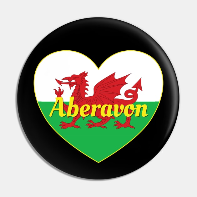 Aberavon Wales UK Wales Flag Heart Pin by DPattonPD