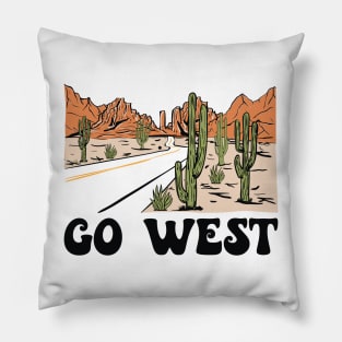 Go West Cactus Country Music Pillow