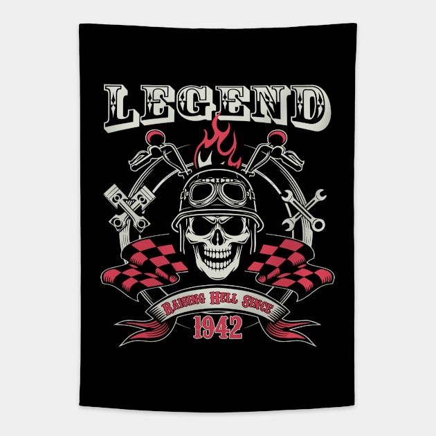 81st Birthday - Legend Raising Hell Since 1942 Tapestry by Kudostees