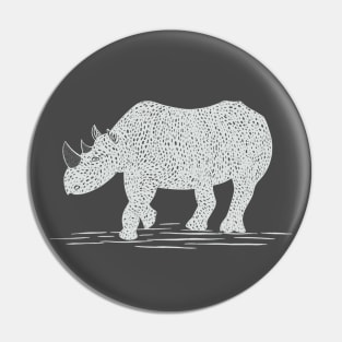 Rhino Ink Art - detailed animal design - endangered species Pin