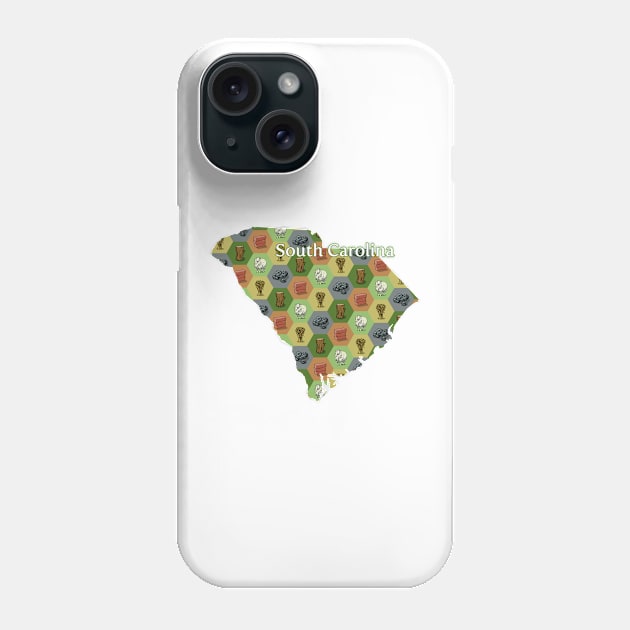 South Carolina State Map Board Games Phone Case by adamkenney