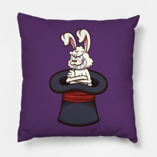 Evil White Bunny In Magician Hat Pillow