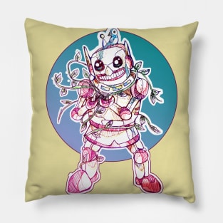 Robot and little bird in nature Pillow