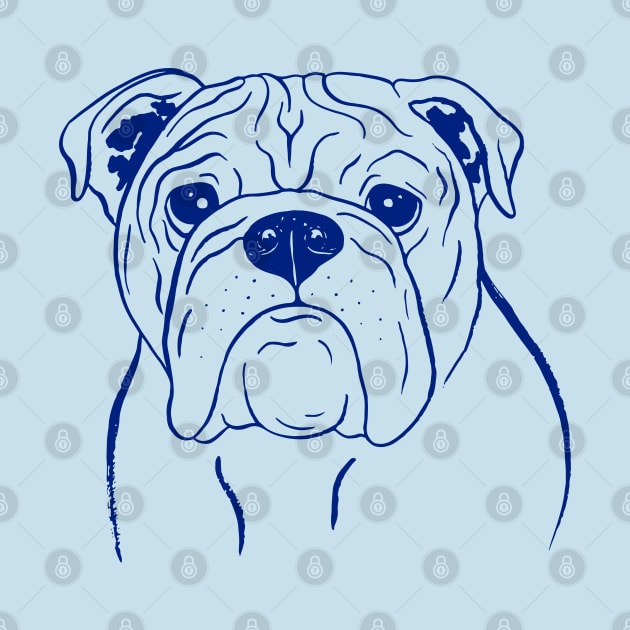 English Bulldog (Light Blue and Navy) by illucalliart