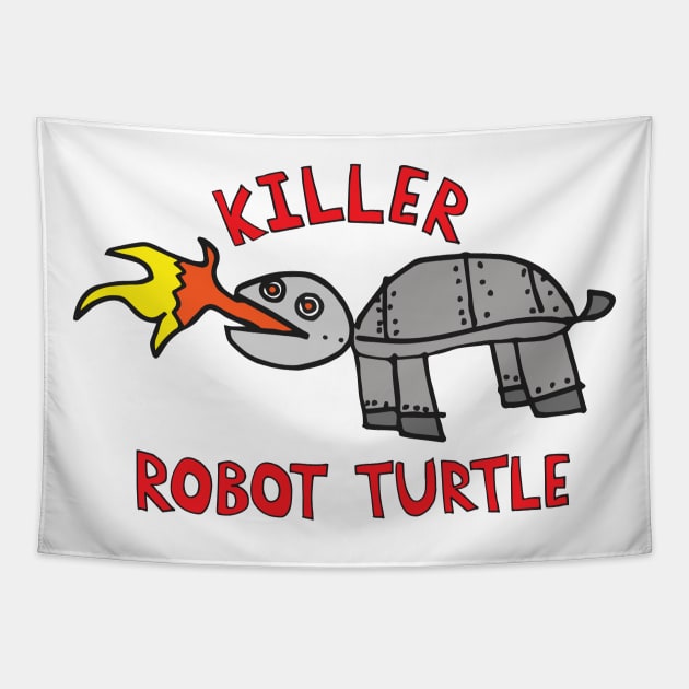 Killer Robot Turtle Tapestry by Little Tiny Spark